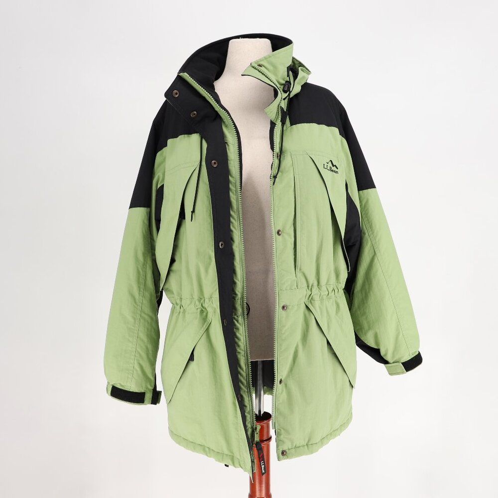L.L.BEAN OUTDOORS Women's Parka Insulated Hooded Long Jacket Green Black Size L - Picture 7 of 11